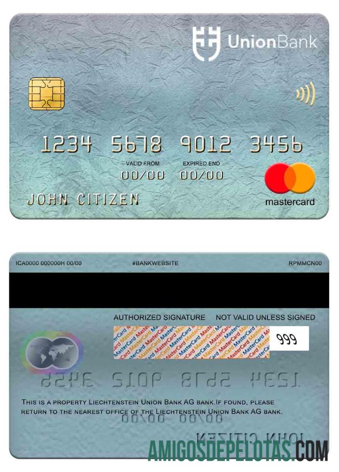 Liechtenstein Union Bank AG Bank Mastercard template